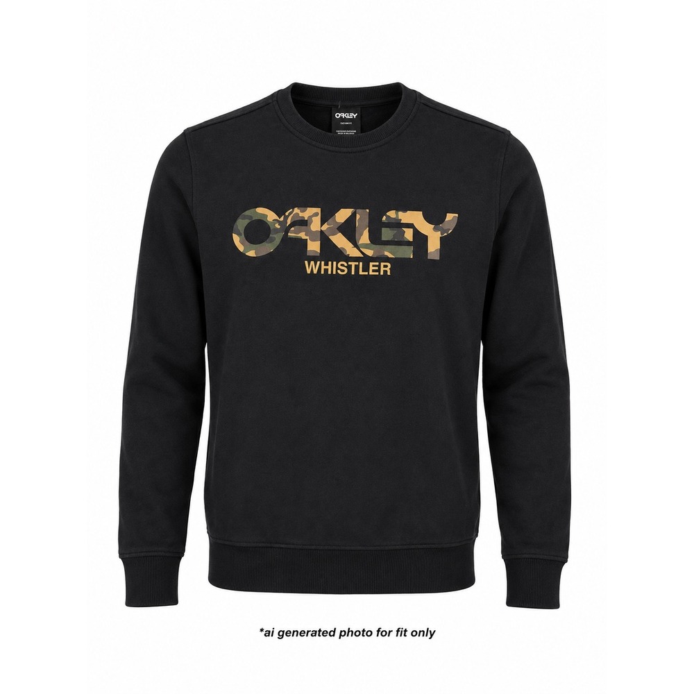 Oakley Camo Logo Whistler Crewneck Sweatshirt Mens M Black